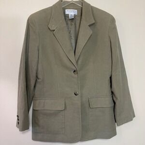 Talbots Collection Women's Khaki Blazer Size 10 Two Button Pocketed Classic